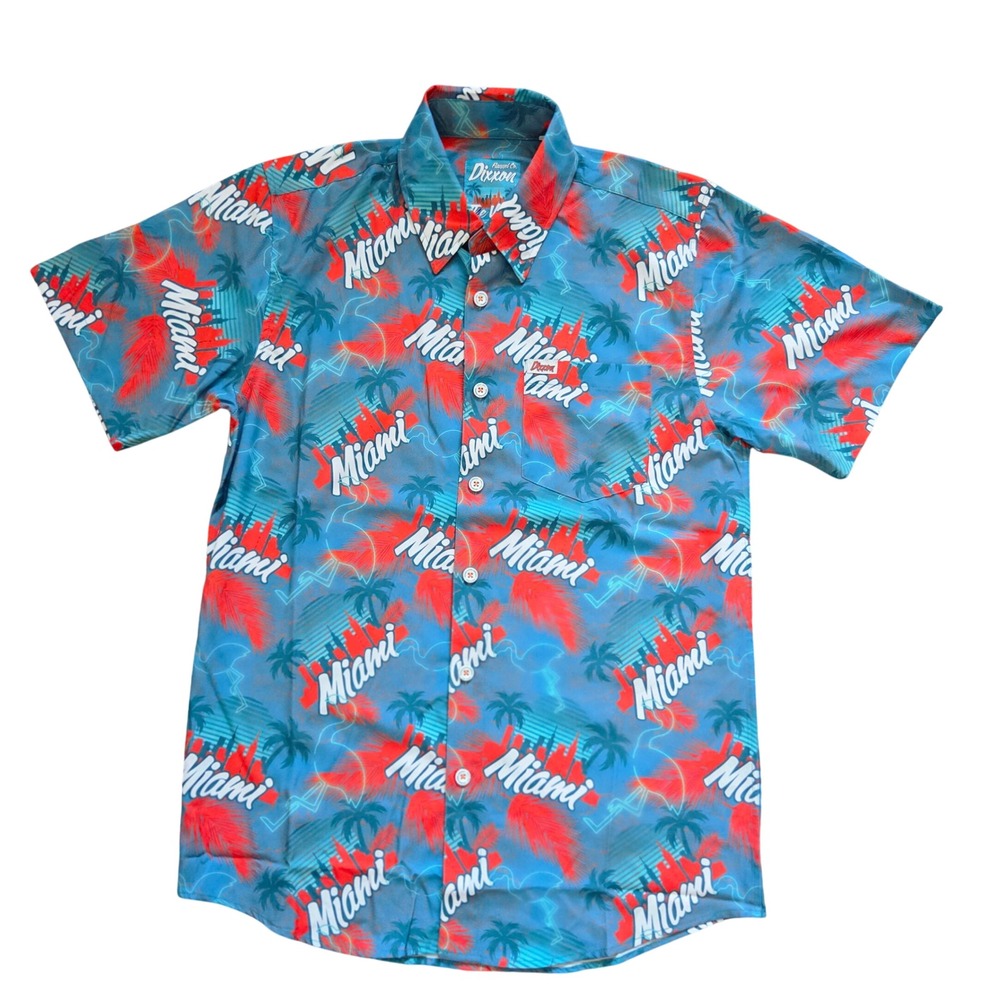 Dixxon Shirt Mens Small Blue Miami The Vice Button Up Party Blend Beach NWOTT
